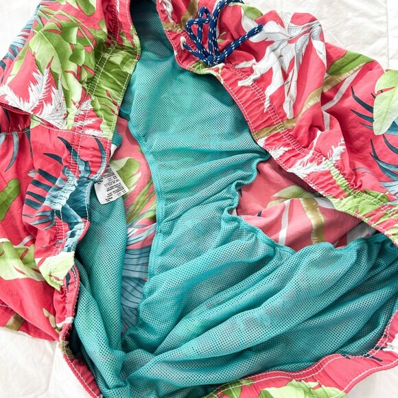 Tommy Bahama Relax 3XB Pink Tropical Swim Trunks Palm Print Cargo Board Shorts - Picture 5 of 5